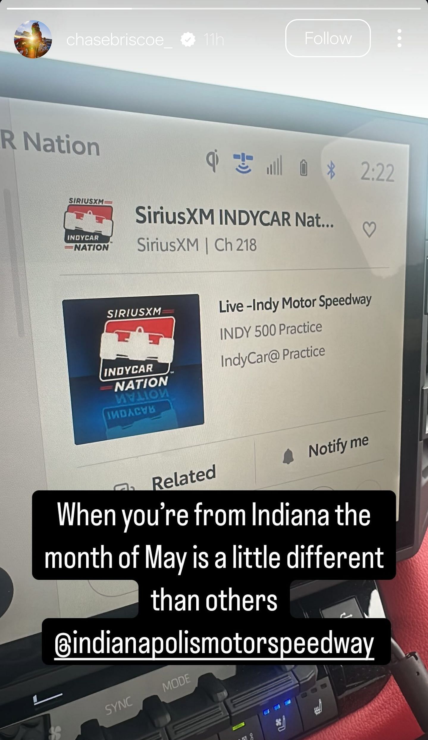 Credit: Chase Briscoe on Instagram.